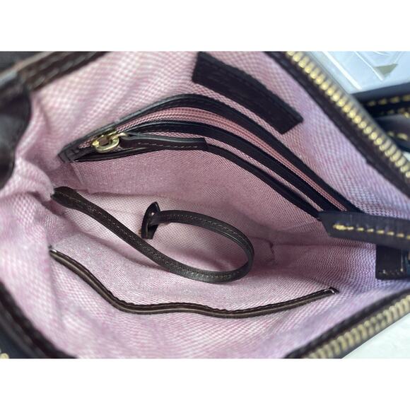 DOONEY & BOURKE Letter Carrier Croc Embossed Leather Crossbody Messenger Purse - Picture 8 of 8